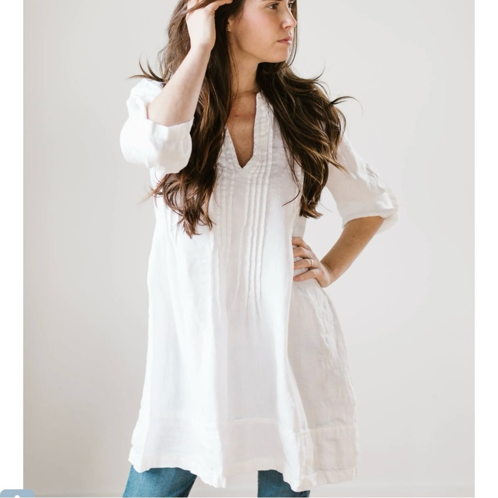 CP SHADES REGINA TUNIC  WHITE LINEN  SIZE S LIKE NEW